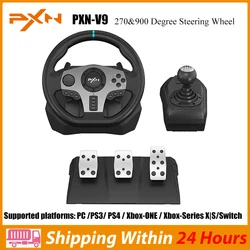 PXN V9 Volante PC Steering Wheel Gaming  270°/900° Racing Wheel for PS4/PS3/PC Windows 7,8,10,11/Switch/Xbox One/Xbox Series X/S