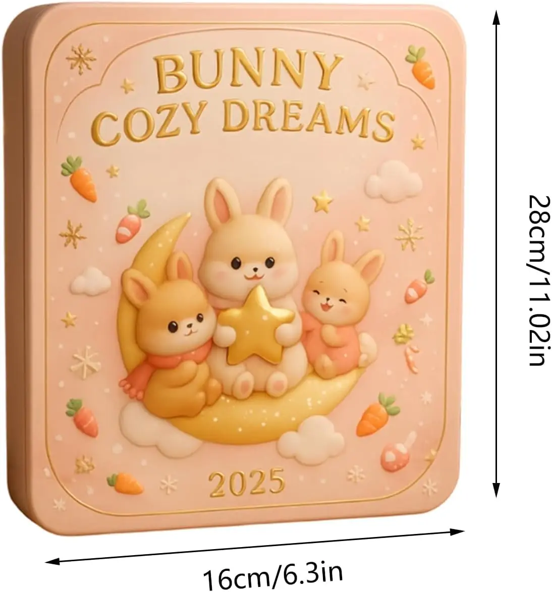 أرنب دافئ على شكل قلب دريم لاند تقويم القدوم 2025 طبعة 24 يومًا من الأكريليك أرنب زخرفة عيد الميلاد العد التنازلي التقويم