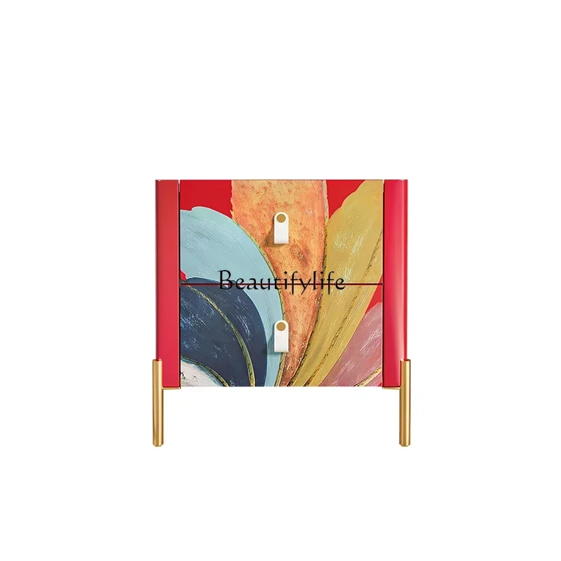 

146Design bedside table ins wind bedroom creative hand painted bedside locker