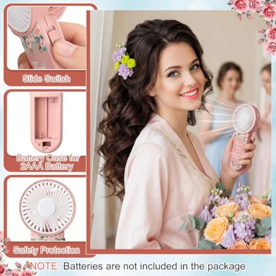 50pcs Wedding Handheld Fans for Guest Mini Portable Fans Bulk Thank You for Celebrating with Us Gifts for Summer Bridal Shower view 3