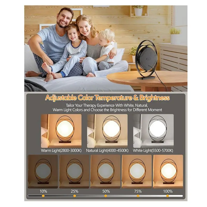 BMBY-Light Therapy Lamp,10000 Lux UV-Free Therapy Light With 3 Color Temperatures, 5 Adjustable Brightness