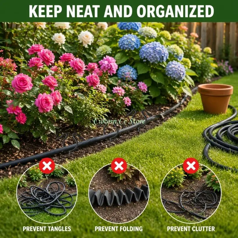 X90F Garden Hose Routing Stakes Set of 6 for Flower Rows and Lawns