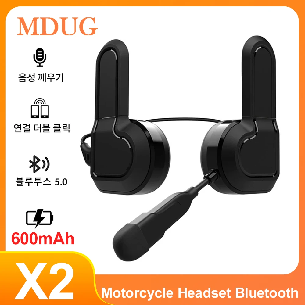 Fone de Ouvido Bluetooth para Capacete de Moto X2, Impermeável, Controle por Voz, 600mAh, 5.0BT, Chamada Mãos-Livres, Reprodutor de Música, Alto-Falante para Capacete
