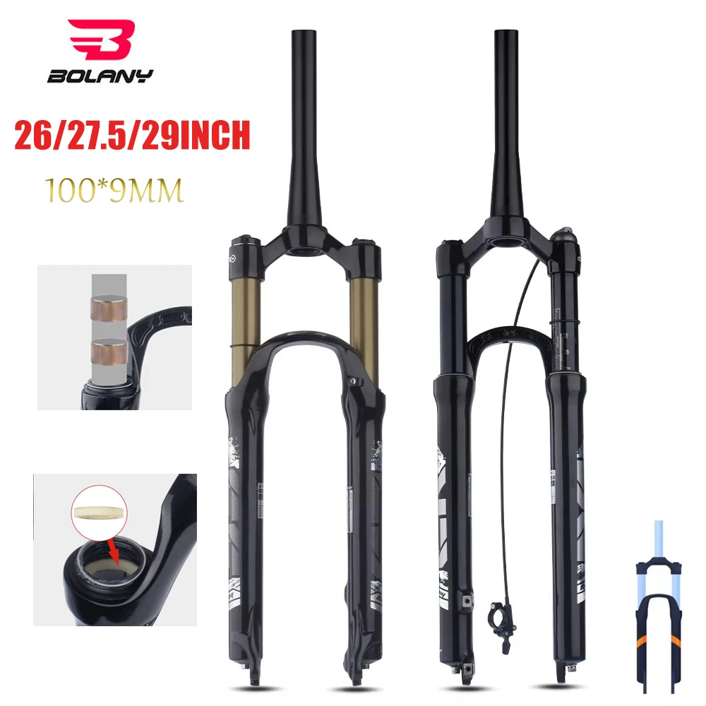 

Bolany Mountain Bike Forks shock suspension air fork 26 27.5 29inch MTB straight/tapered HL/RL Quick Release pneumatic fork