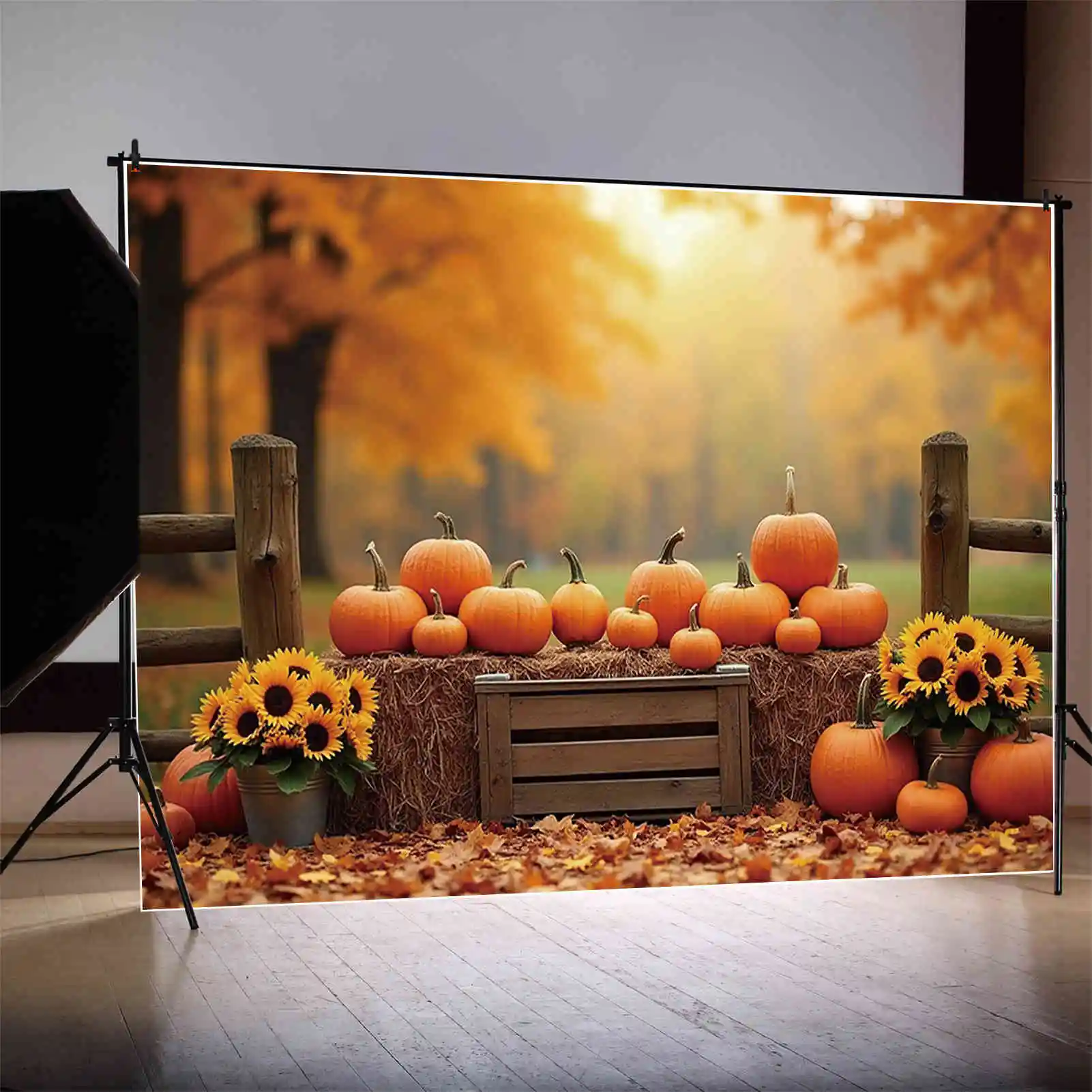 MOON.QG Autumn Background Photography Pumpkin Farm Harvest Photocall Backdrop Child Studio Photocall Accessories