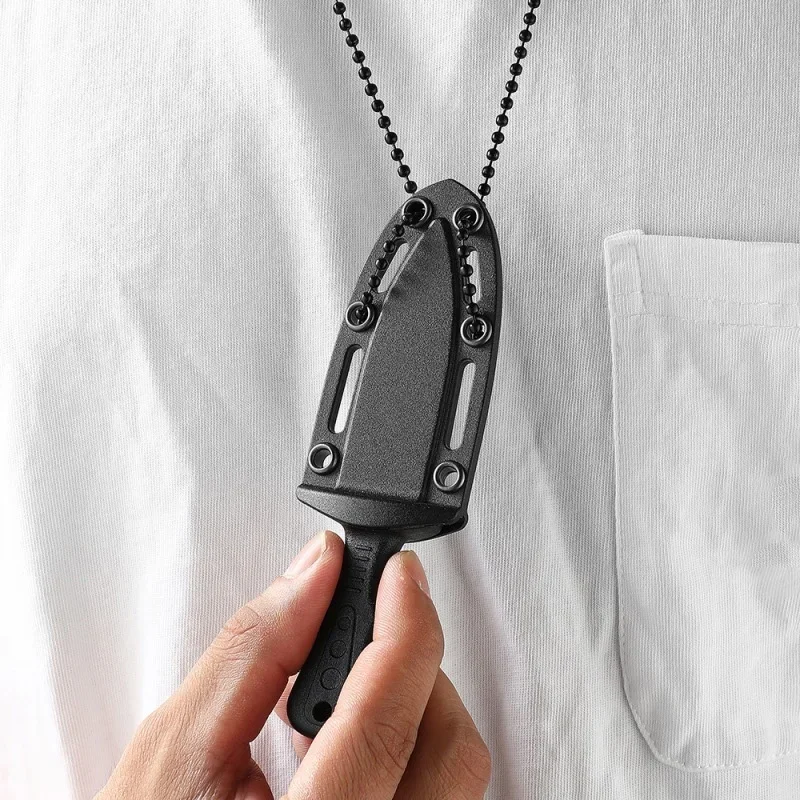 Multifunctional Mini Tactical Neck Knife Keychain with Sheath Portable Small Necklace Key Chain Outdoor Camping Survival Tool