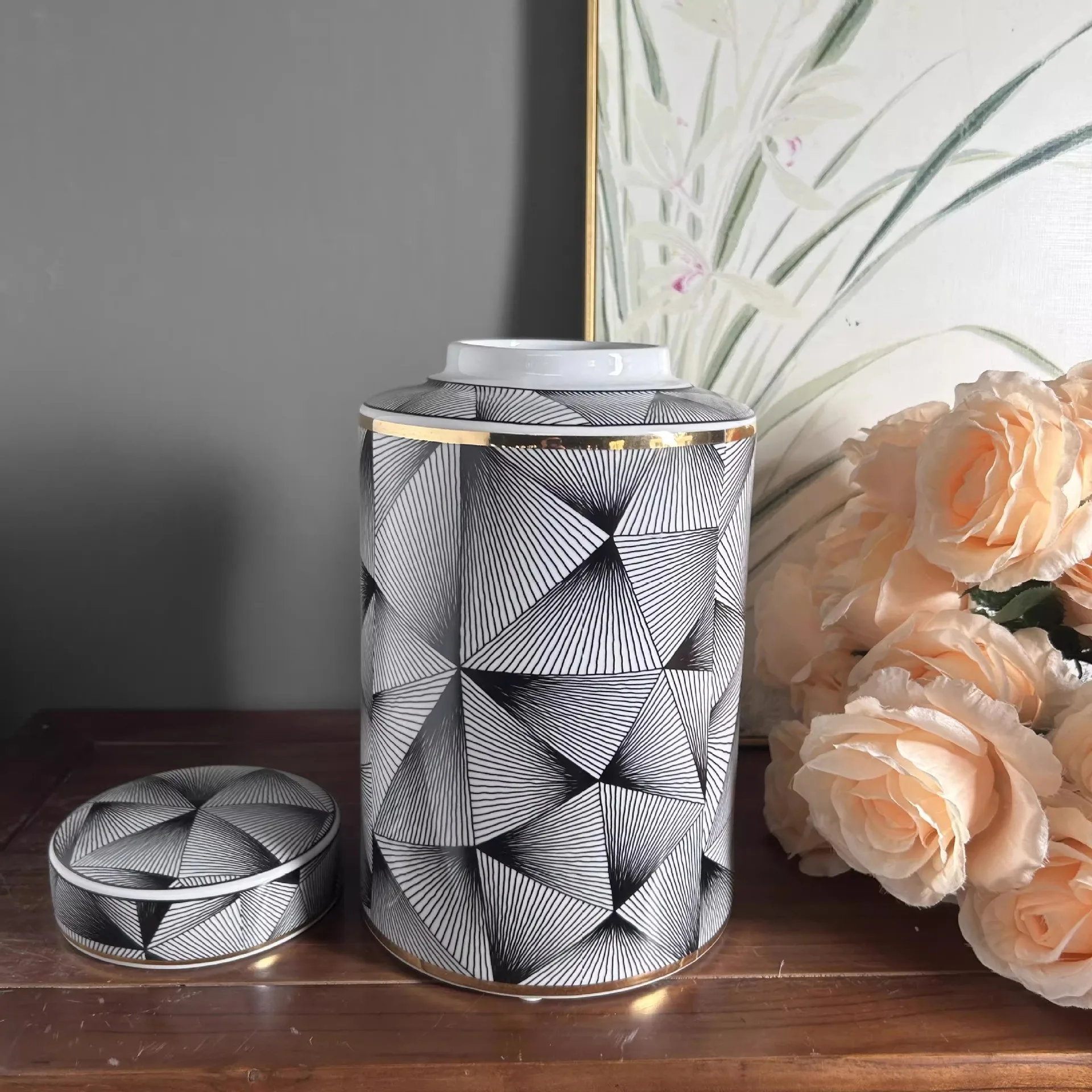 Ceramic storage tank Gold-plated tank Home flower arrangement device