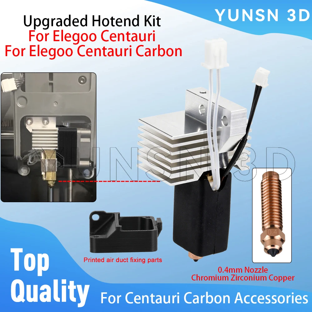 

For Elegoo Centauri Carbon Upgraded Heat Sink Hotend Kit Detachable Heating Block Throat Kit Chromium Zirconium Copper Nozzle