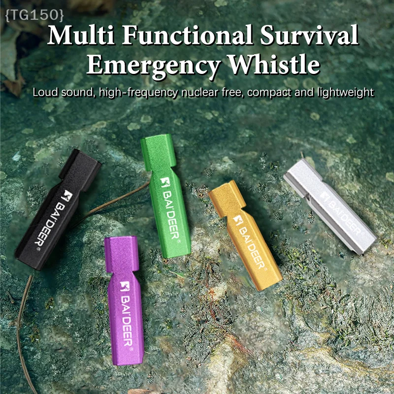 

Aluminum Alloy Double Pipe Whistle Keychain, High Decibel Survival Whistle With Rope For Outdoor Camping Hiking, 5 Colors