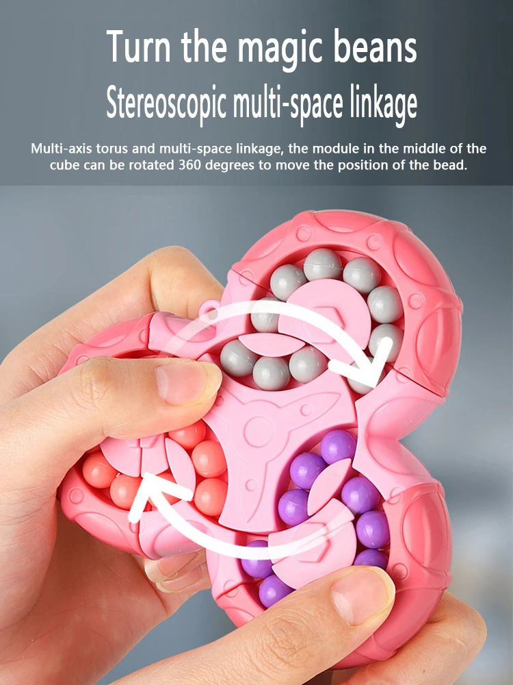 Rotating Magical Bean Cube Fingertip Toy Children Puzzle Creative Interactive Game Fidget Spinners Stress Relief Toys 5Y+