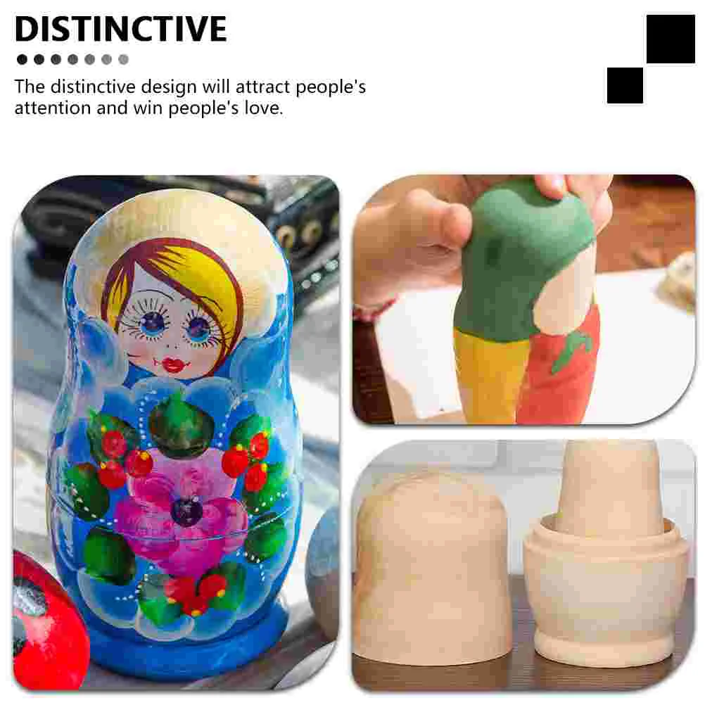 Matryoshka White Body Matrioska Modeling Toys Children’s Stack Wooden Matryoshkas Graffiti Ornaments Childrens