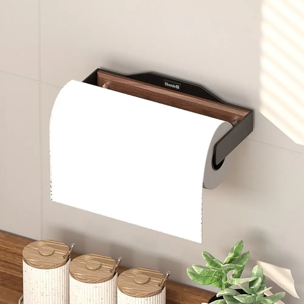 

Wall Mounted Walnut Tissue Holder No Punching Required Convenient Aluminum Alloy Tissue Holder Thickened Light Luxury
