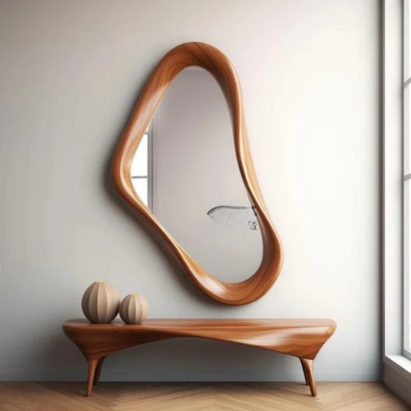 American retro decorative mirror wall hanging light luxury background wall entrance wall hanging French special-shaped mirror
