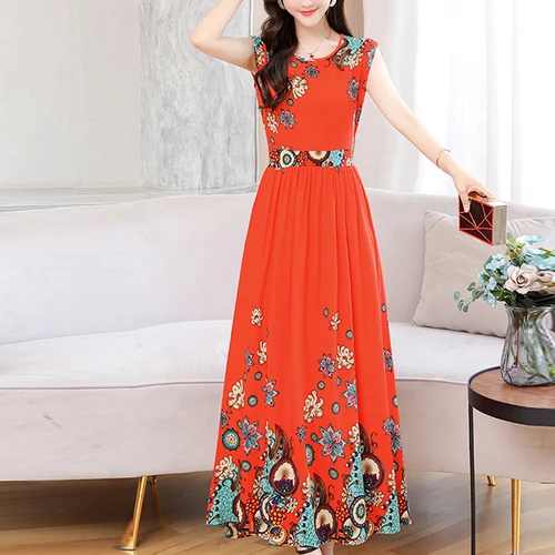 Imagen 2 del producto Nueva moda 2025 verano estampado mujeres manga corta algodón talla grande ropa de mujer vestido señoras Vestidos de talla grande