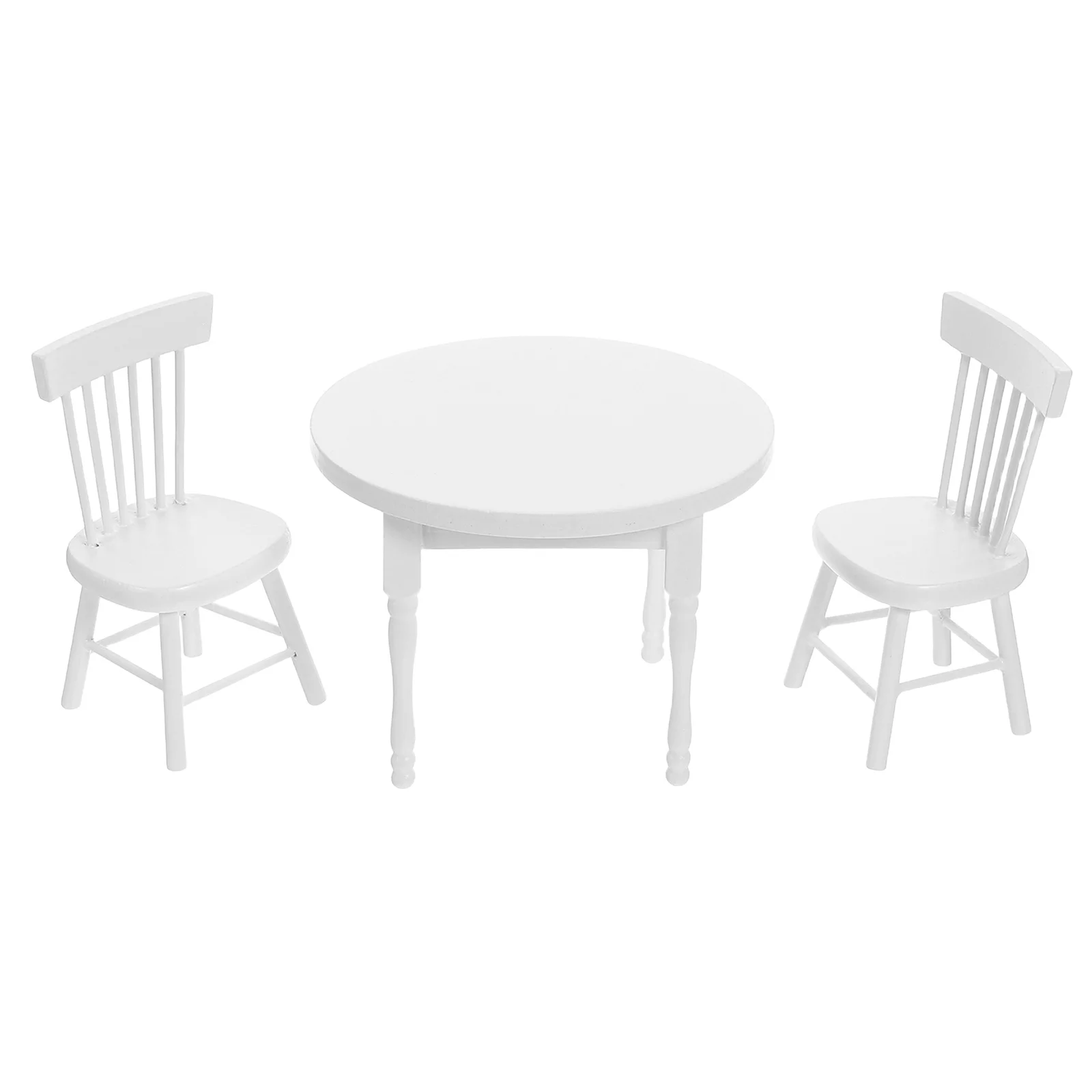 1 set di mobili in legno per casa delle bambole in miniatura, sedie da tavolo, mini soggiorno bianco, sala da pranzo, arredamento, accessori in miniatura