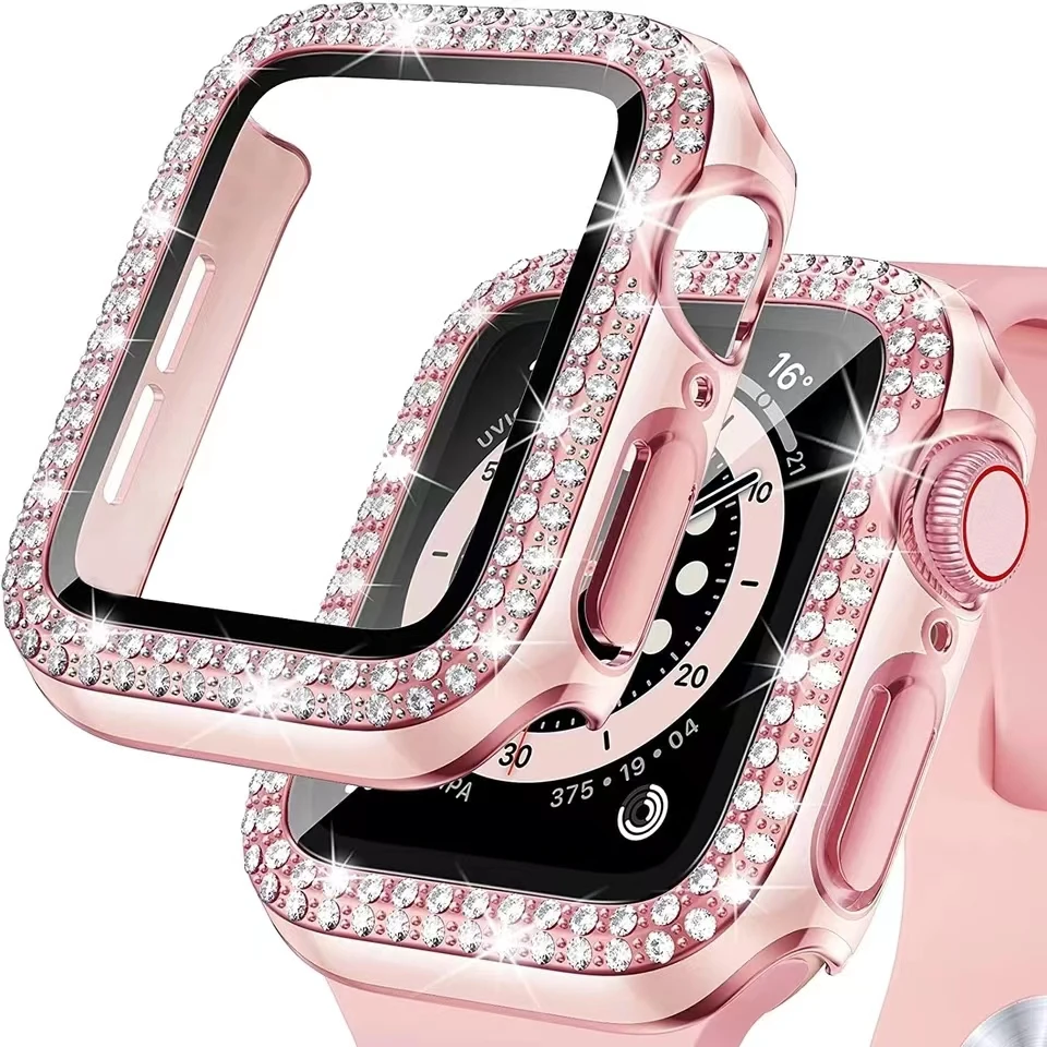 Beautiful diamond-set case For Apple watch 45mm 41mm 44mm 42mm 40mm All-round drop protection case For iwatch 9 8 7 6 5 4 3 2SE