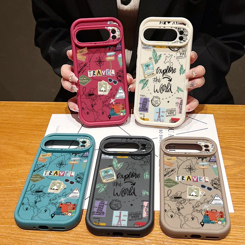 حافظة تي بي يو بنمط خريطة السفر لهاتف جوجل بيكسل 8 7 برو بيكسل 9 برو XL غطاء هاتف من السيليكون الناعم المقاوم للصدمات لهاتف جوجل بيكسل 7A 8A #6