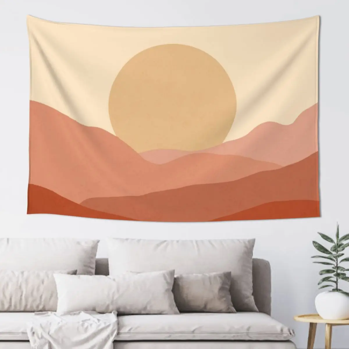 

Minimalist Landscape Earth Tones Design | muted tones Tapestry Bedroom Decor Wall Art Tapestry