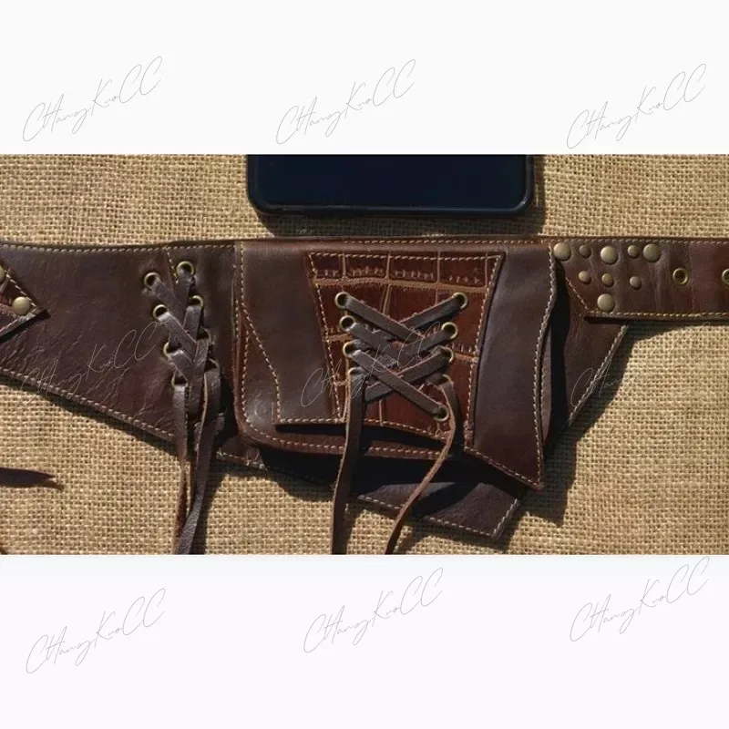 Medieval Steampunk Pouch Bag Viking Knight Pirate Costume Men Women Vintage Accessory Parts Antique Belt Leather Wallet