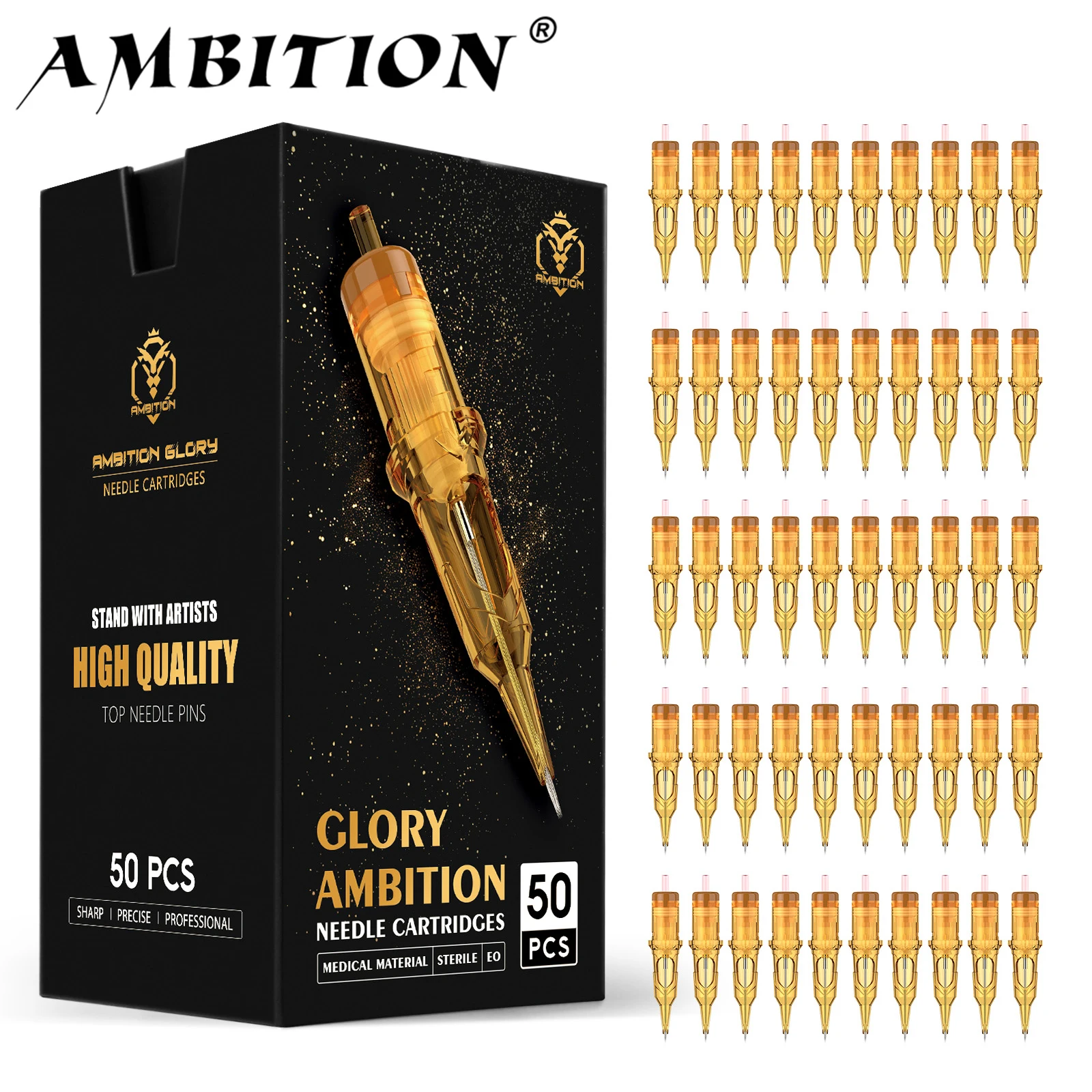 

Ambition 50pcs/Box Glory Mixed Size RL/RS/RM/M1 Tattoo Cartridge Needles Permanent Makeup for Tattoo Machine Supply 0.3mm/0.35mm