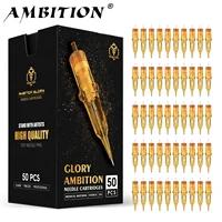 Ambition 50 unids/caja Glory tamaño mixto RL/RS/RM/M1 agujas de cartucho de tatuaje maquillaje permanente para suministro de máquina de tatuaje 0,3mm/0,35mm