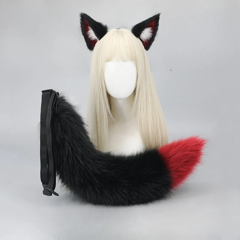 Game Arknights Texas Cosplay Tail and Ears Headwear Men Women Halloween Party Carnival Role Play Props Wolf Tail Black Red