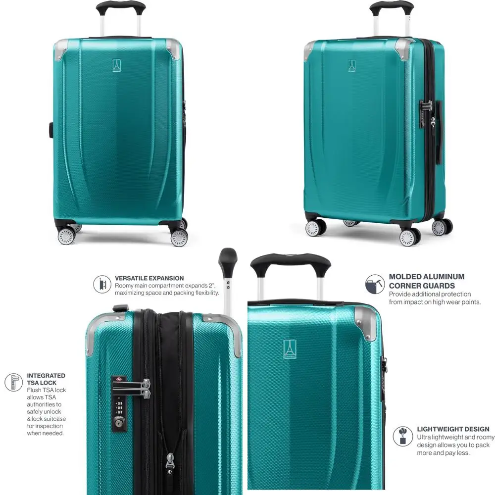 

Средний 25-дюймовый расширяемый спиннерный чемодан с твердым корпусом и 8 колесами, легкий чемодан, идеально подходящий для путешествий