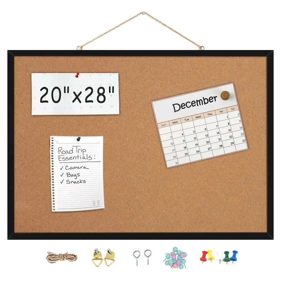 

28 пробковых досок для стен с черной деревянной рамкой, 1 упаковка, комбинированная доска для записей и пробковая доска, двусторонняя офисная доска для организации на стене