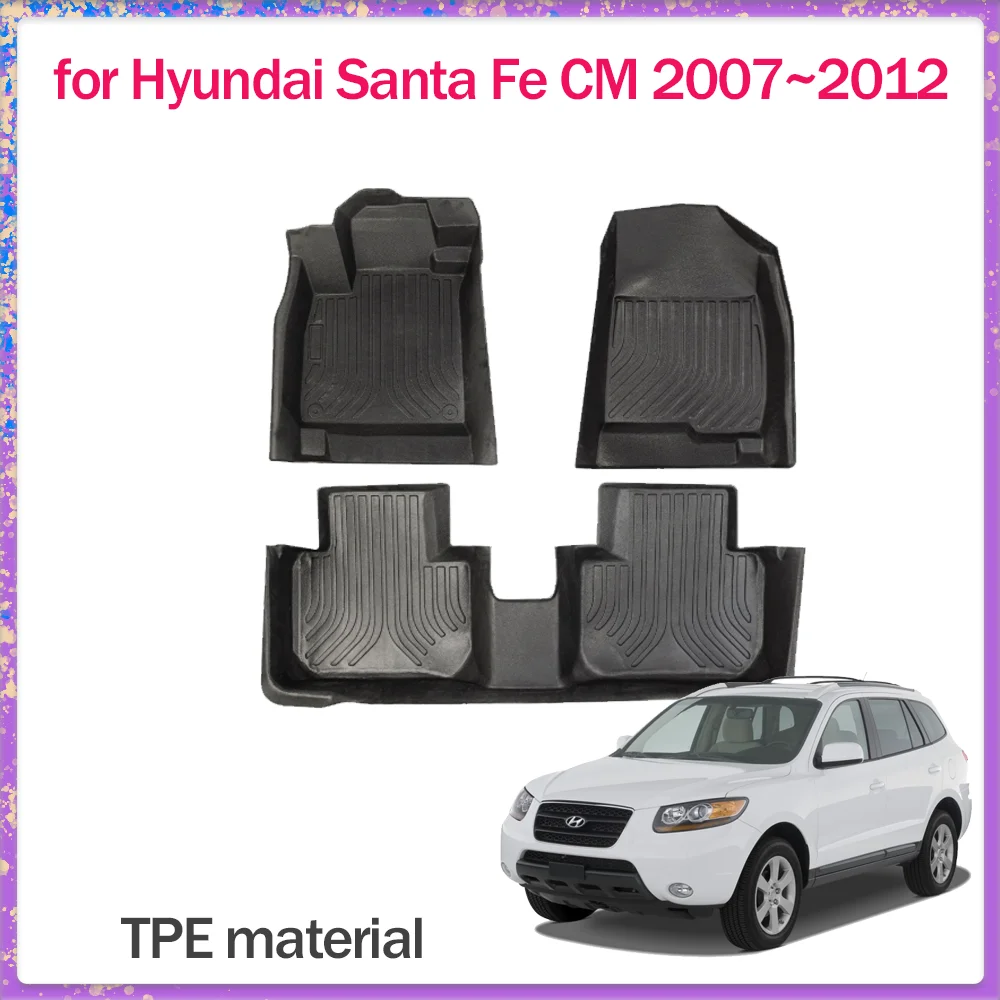 

Car Floor Mat for Hyundai Santa Fe CM 2007~2012 2008 2009 TPE Foot Interior Liner Waterproof Pad Carpet Custom Part Accessories