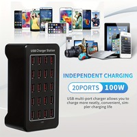 15/20 Ports USB Charger 100W Smart USB Charger Desktop Charging Hub Multi-Port Charging Station for Samsung/iPhone/iPad/Tab