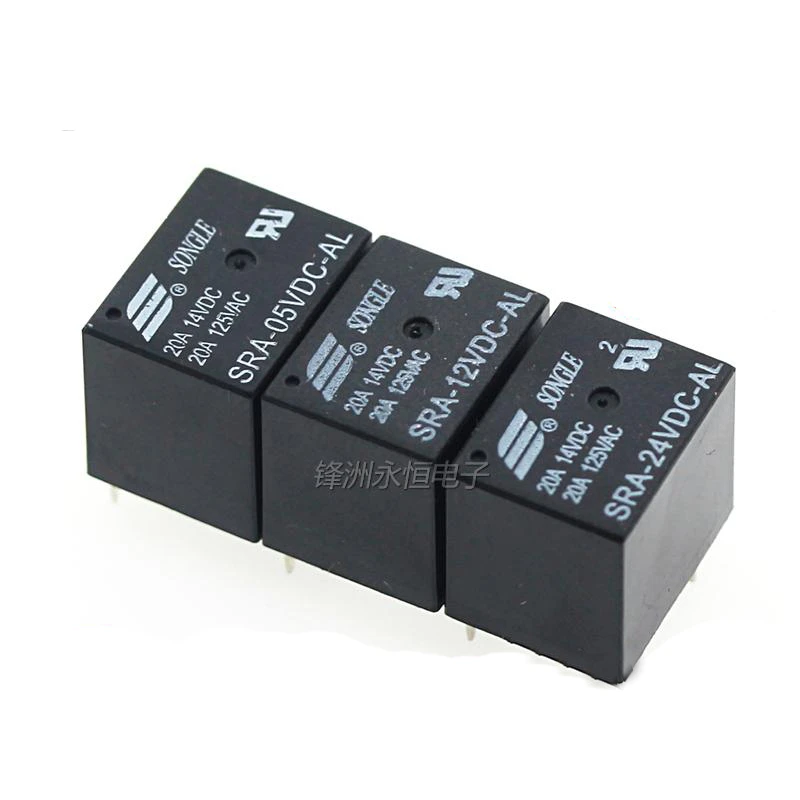 5PCS/Lot Power Relays SRA- 05V 12V 24VDC-AL-CL T74 20A 5PINS 4PINS