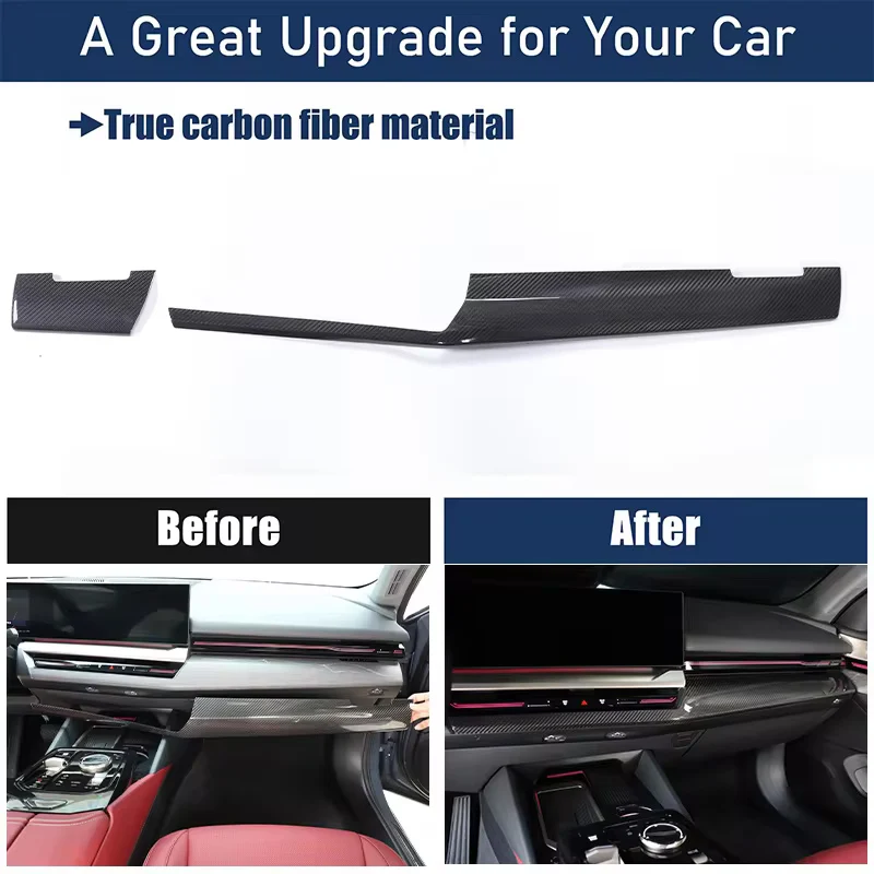 For BMW 5 Series G60 2024 + LHD real carbon fiber Interior Dashboard Center Console Panel Trim Car accessories