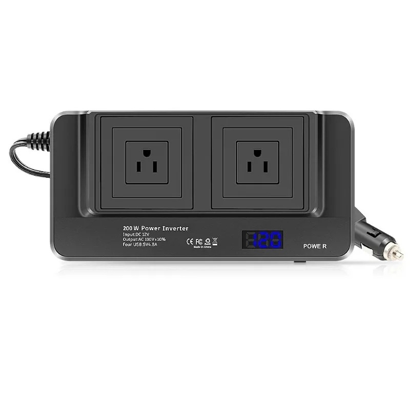 200W car inverter 12V to 110V overload protection car power converter booster