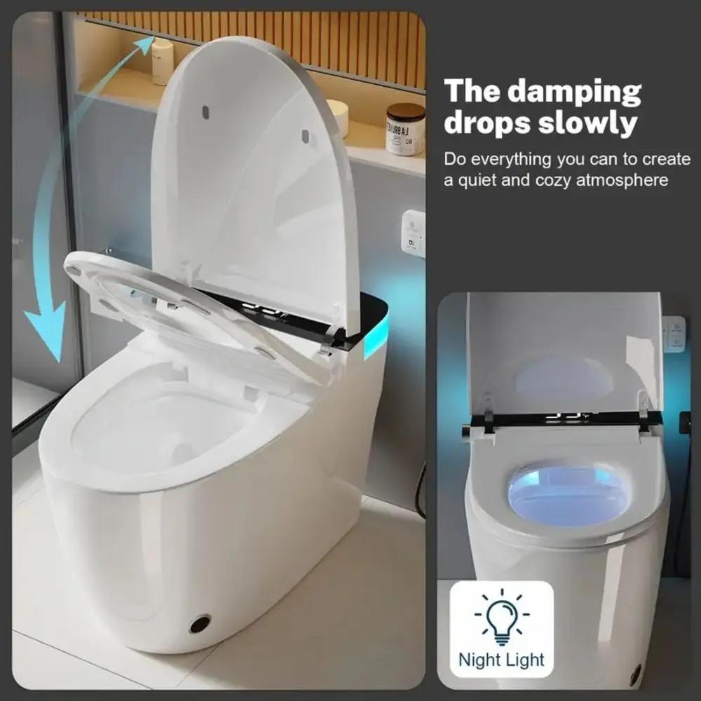 Smart Toilet with Elongated Heated Seat, Auto lush, Manual Sot-Close Seat & Lid, Night Light, Electric TanklToilets with Dual lu view 3