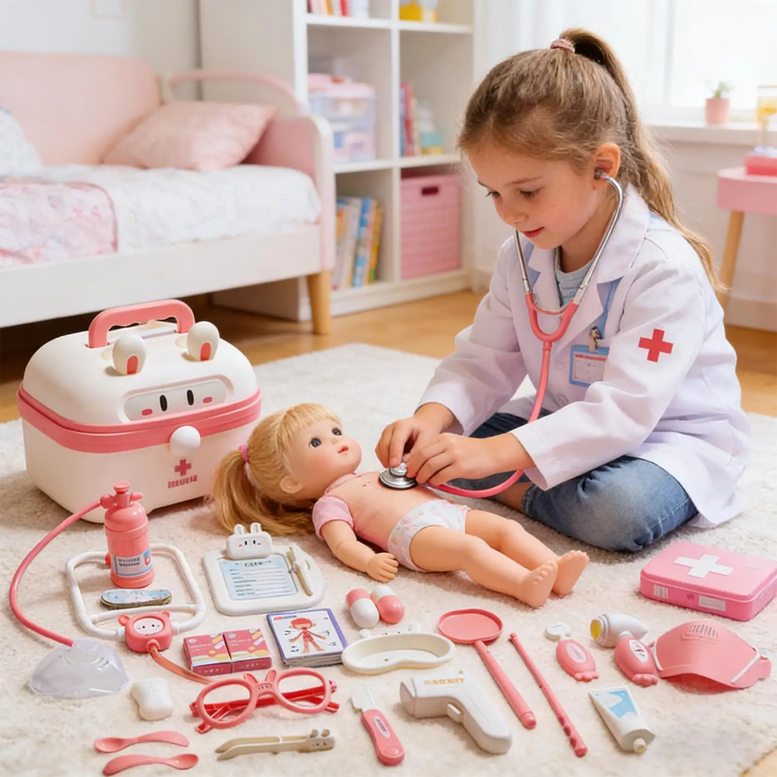 Doctor Toys for Kids Children Hospital Role Toys with Sound and Light Pretend Play Doctor Set for Boys Girls Home Preschool