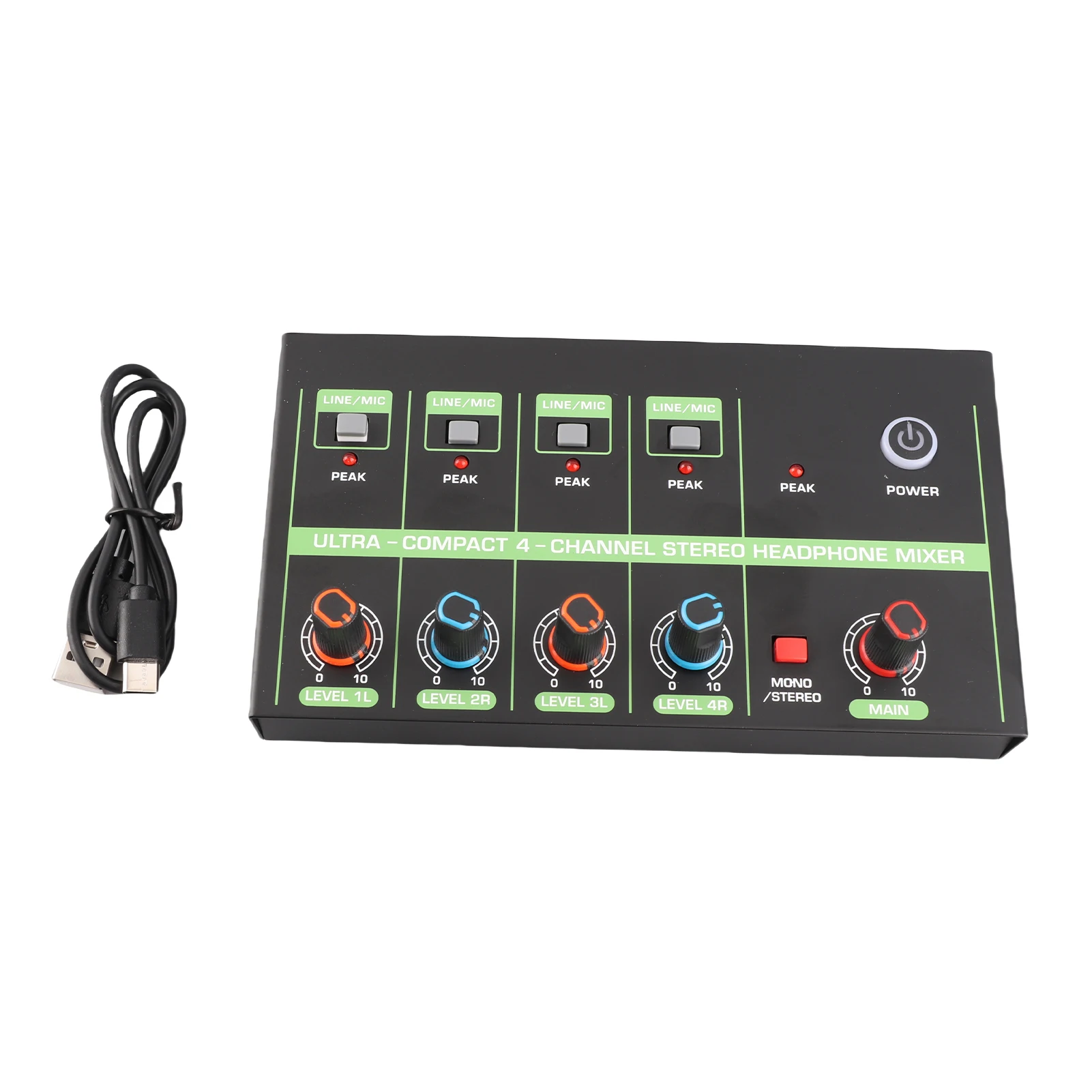 

4 Channel Audio Mixer Microphone Low Noise Mono Stereo Line Mixer LINE/MIC Mode Switching for Wired Microphones Electronic Piano