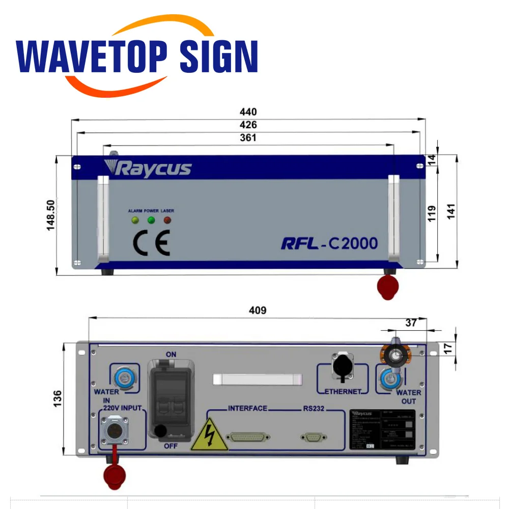 WaveTopSign Raycus Global-Series RFL-C2000S-CE / RFL-C2000H-CE Источник волоконного лазера 2000 Вт для сварочного аппарата для волоконной лазерной резки