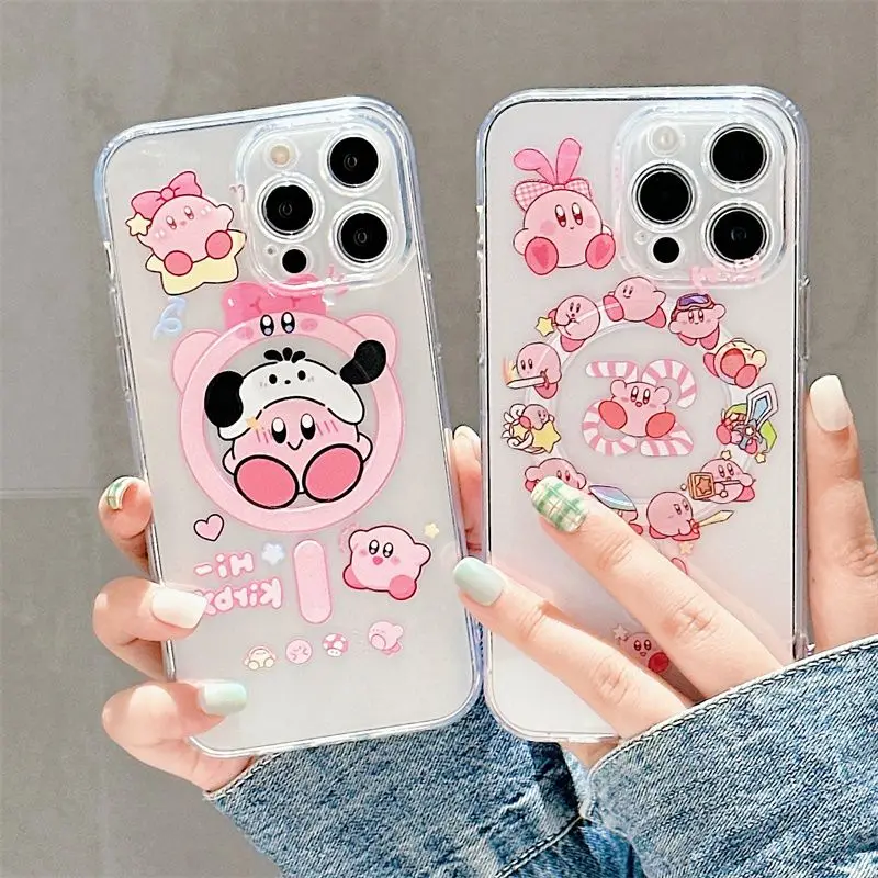 Anime Cute K-Kirbys Magsafe Magnetic Phone Case for iPhone 16 15 14 13 12 11 8 7 Plus Pro Max X XR XSMax Soft Clear Tpu Cover