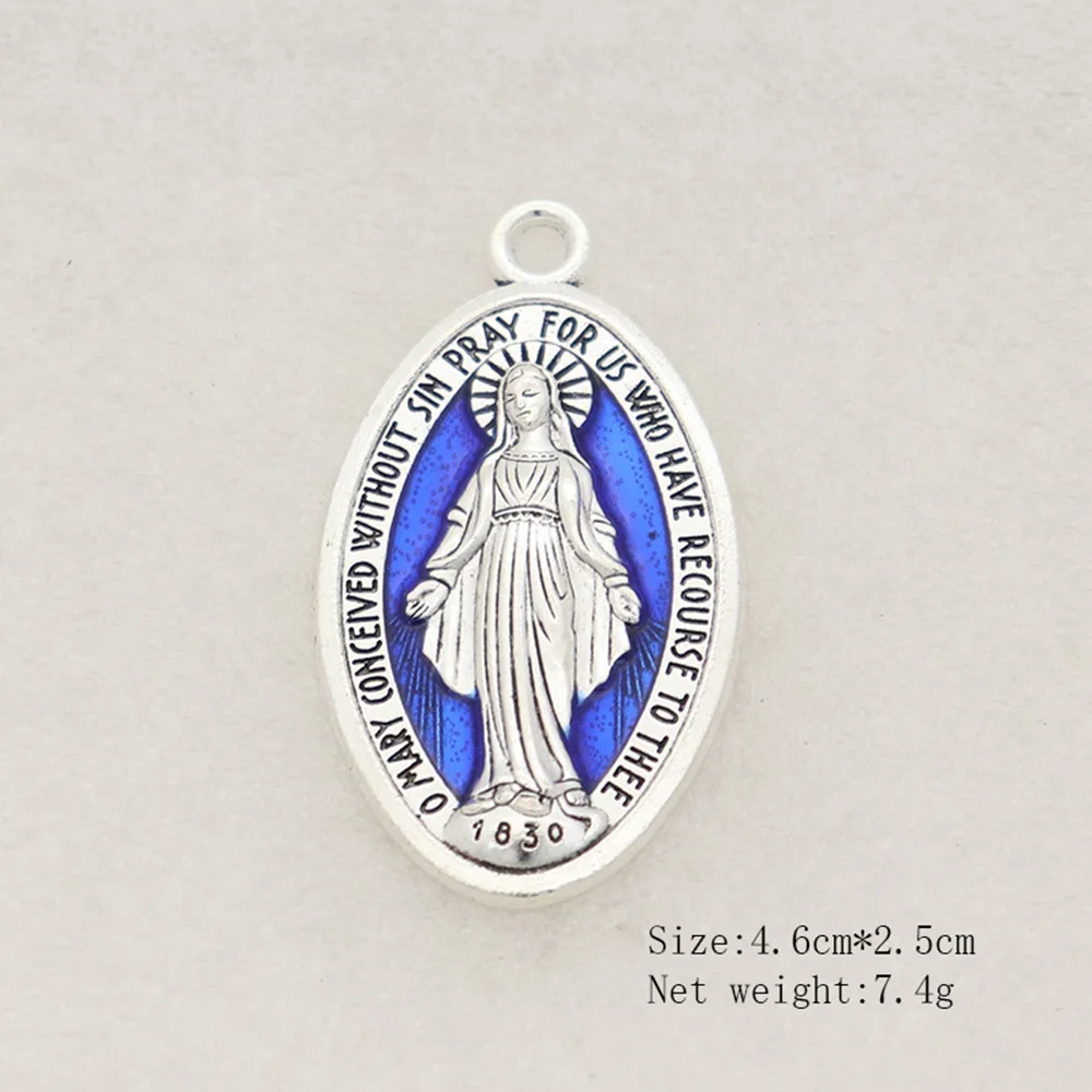 Diyalo 10Pcs S/M/L Medalla Milagrosa Our Lady Virgin Mary Pendant Charms DIY Rosary Necklace Bracelet Accessories Jewelry Parts