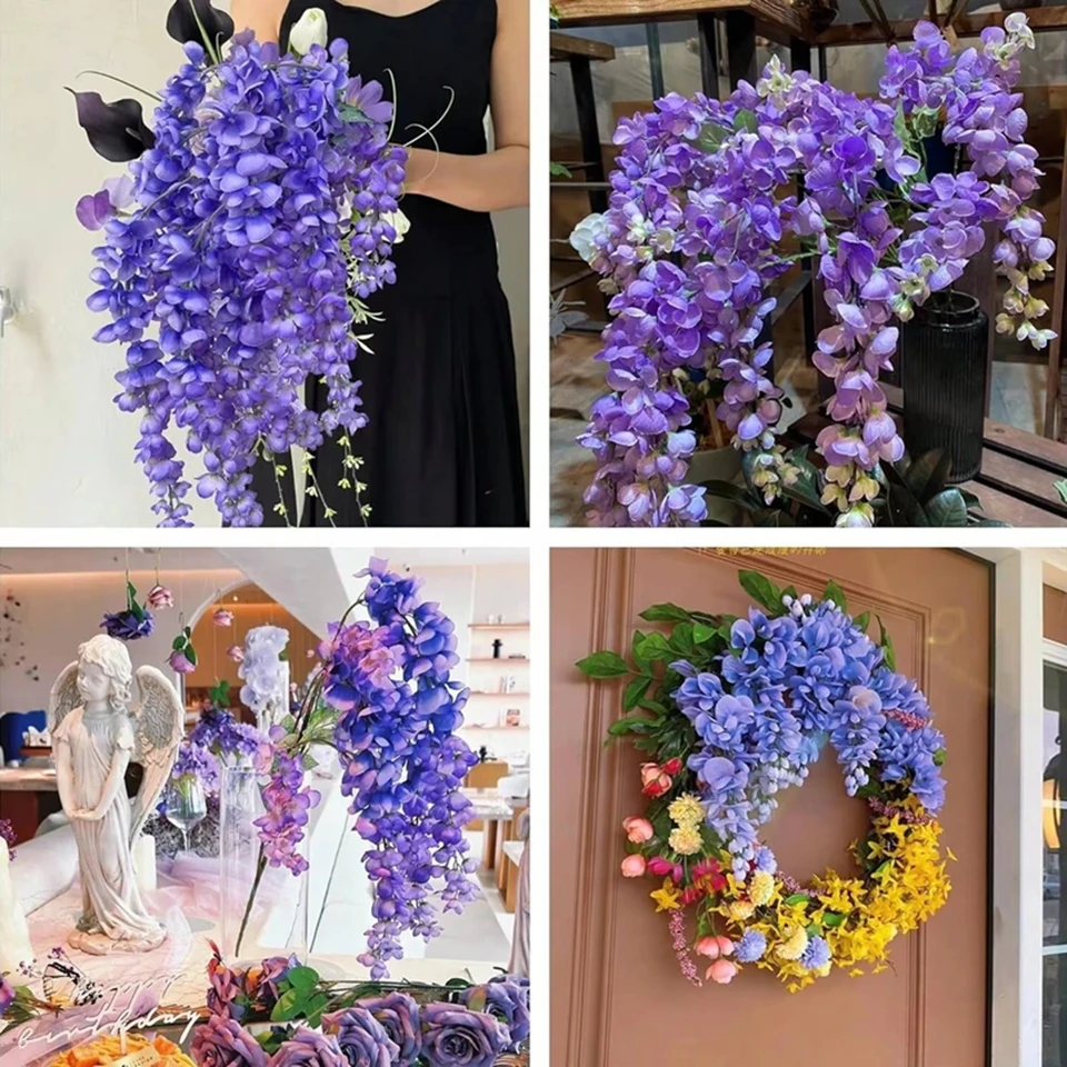 

1 Pc Artificial Flowers Rattan Home Room Table Wedding Centrepieces Outdoor Garden Rail Adorn Garland DIY Decorative Accessories