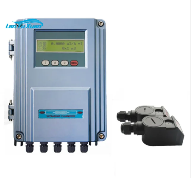 Batch Control Ultrasonic Flow Meter TDS-100F1 Series Year Totalizer Daily Wetted Transducers Temperature Sensor Separated