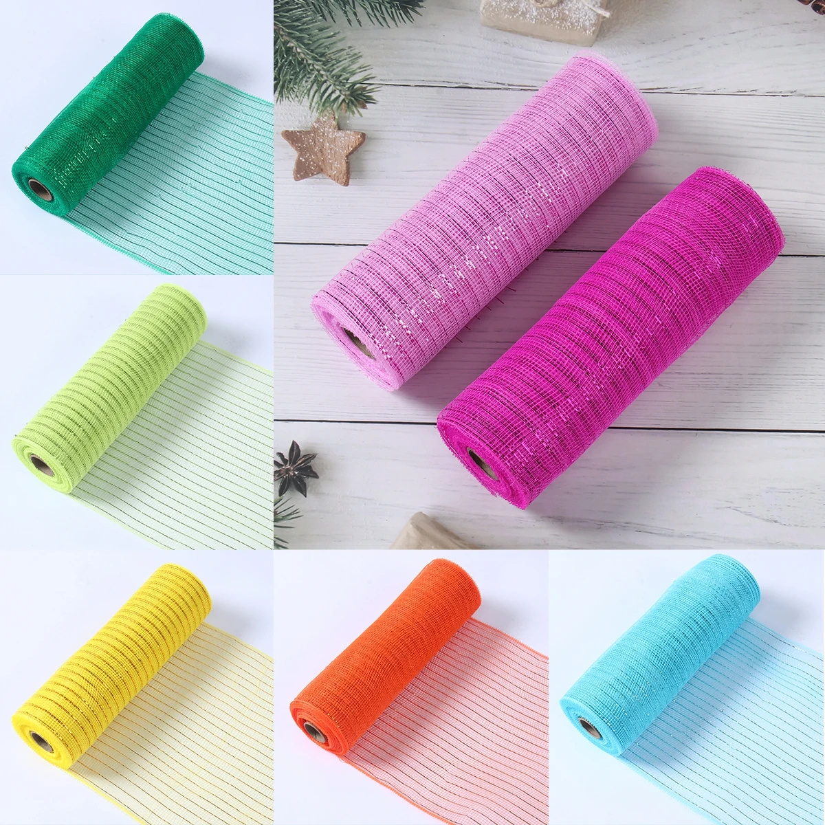 

Полиэтиленовая сетчатая лента 15x914 см, рулон тюля, ткань для рукоделия, материалы для изготовления пасхальных венков, цветочные аксессуары для фестиваля