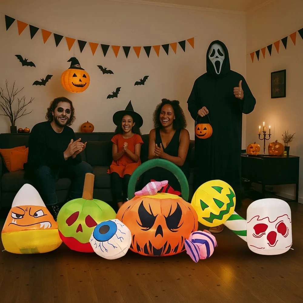 

Наружные 8 футов длинные надувные тыквы для Хэллоуина, глазное яблоко, конфеты, украшения для вечеринки