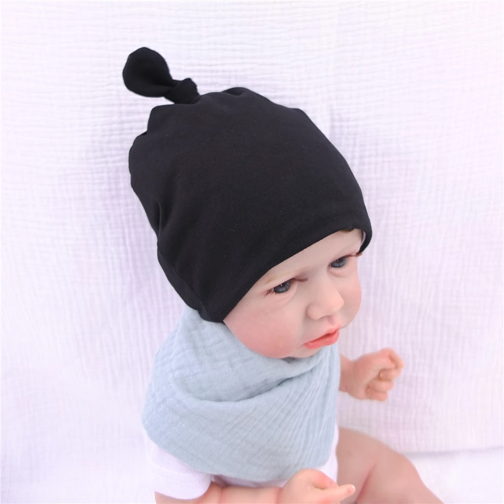 0-6 Months Silky Satin Lined Newborn Hat Hair Care Knot Beanie Hats for Infant Baby Boys Girls Caps