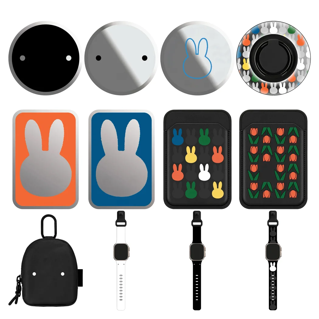 

Cartoon Rabbit Head Phone Stand for iPhone Mini Bag Case for Earbuds Magnetic Card Holder Apple Watch Strap Watchband