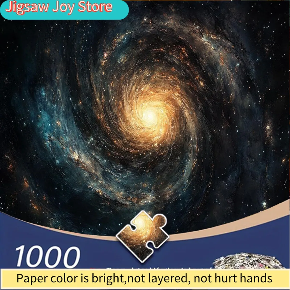

A 1000pcs Jigsaw Puzzle for Adults Featuring The Vibrant Center of a Spiral Galaxy, Adorned with Luminous Blue And Golden Arms