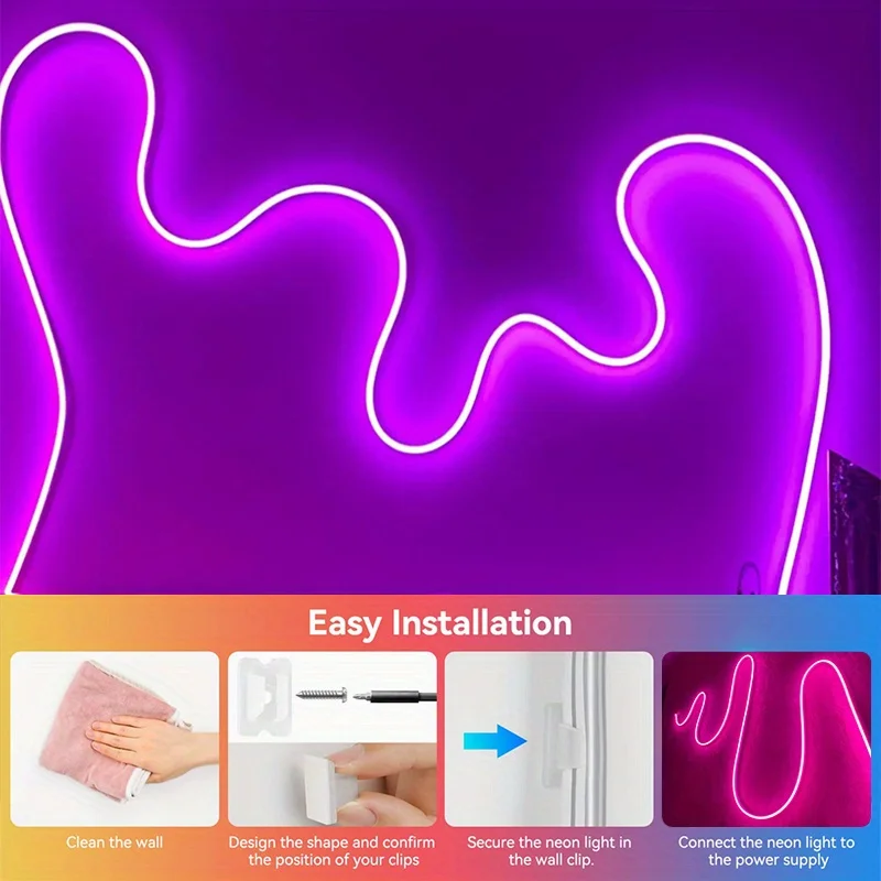 Tira de Luces LED de Neón USB, Luces Flexibles que Cambian de Color, 5V SMD 3535, Luces de Cuerda de Neón USB Cortables para Dormitorio