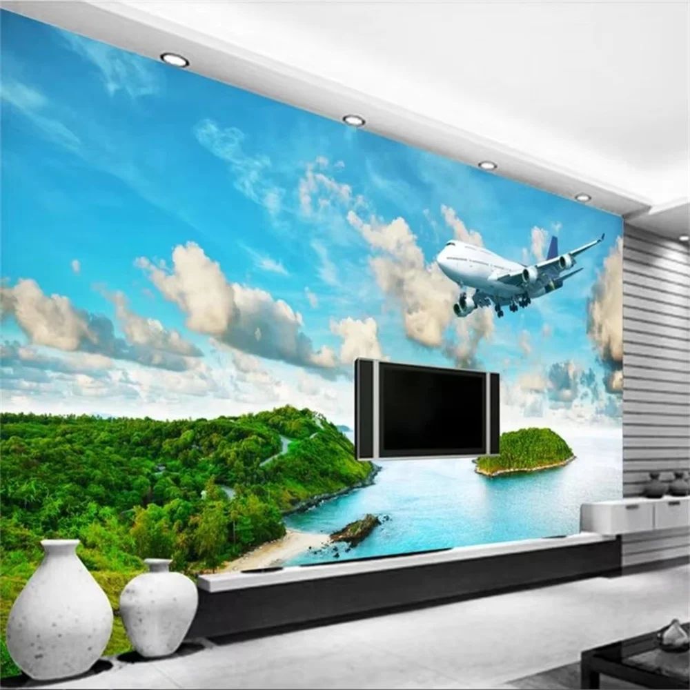 Custom wallpaper the most beautiful 3d floor balcony Aegean sea window landscape mural Maldives sea island wallpapers home decor