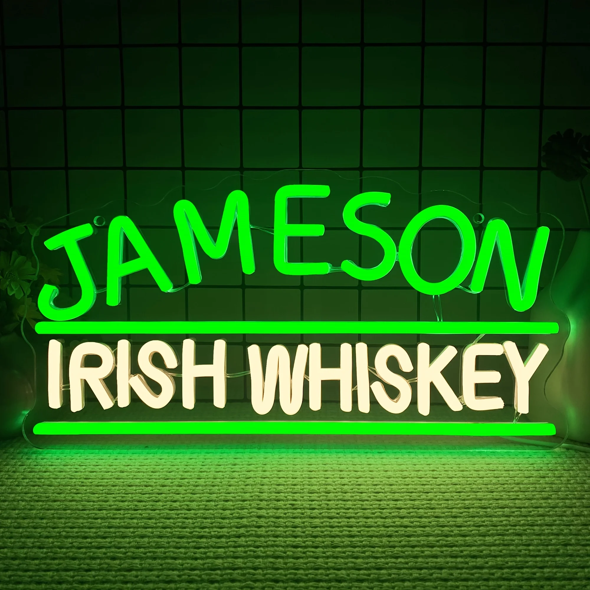 Jameson Ireland Whiskey Neon Sign LED Neon Light Sign for Wall Decor USB Powered for Bar Man Cave Club Birthday Party