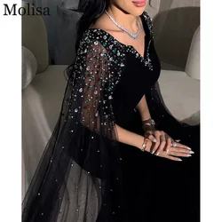 MOLISA Lusso Arabia Saudita Che Borda Abiti Da Cerimonia Formale 2024 Personalizzato Sirena Con Scollo A V Vestito Da Promenade Lungo Abito Da Sera Del Partito